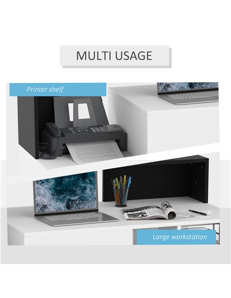 HOMCOM Computer Desk PC Table Modern Home Office Writing Workstation Furniture Printer Shelf Rack w/ Storage Drawer & Shelves (B - pic 86747 | FastDaddyshop