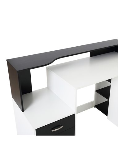 HOMCOM Computer Desk PC Table Modern Home Office Writing Workstation Furniture Printer Shelf Rack w/ Storage Drawer & Shelves (B