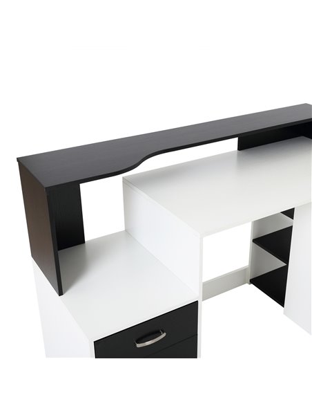 HOMCOM Computer Desk PC Table Modern Home Office Writing Workstation Furniture Printer Shelf Rack w/ Storage Drawer & Shelves (B - pic 86751 | FastDaddyshop
