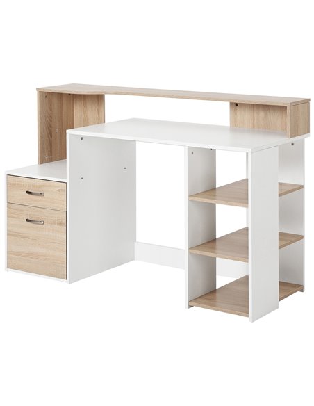 HOMCOM Computer Desk PC Table Modern Home Office Writing Workstation Furniture Printer Shelf Rack w/ Storage Drawer & Shelves (O - pic 86753 | FastDaddyshop
