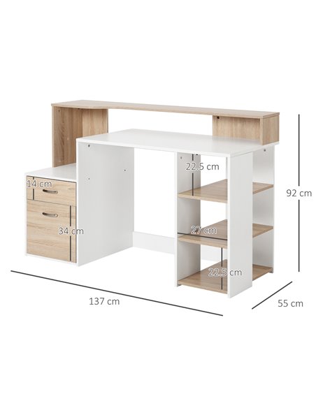 HOMCOM Computer Desk PC Table Modern Home Office Writing Workstation Furniture Printer Shelf Rack w/ Storage Drawer & Shelves (O - pic 86755 | FastDaddyshop