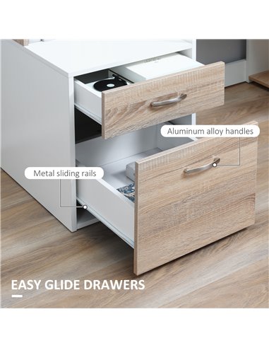 HOMCOM Computer Desk PC Table Modern Home Office Writing Workstation Furniture Printer Shelf Rack w/ Storage Drawer & Shelves (O