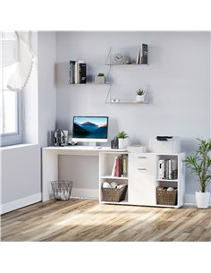 HOMCOM Modern L-Shaped Computer Desk, Laptop PC Corner Table, Home Office Workstation with Spacious Storage, White 920-036WT 2