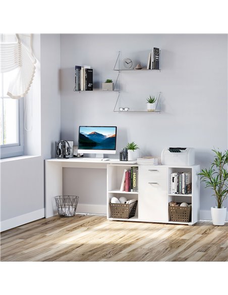 HOMCOM Modern L-Shaped Computer Desk, Laptop PC Corner Table, Home Office Workstation with Spacious Storage, White 920-036WT - pic 86763 | FastDaddyshop