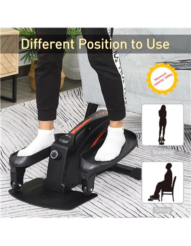HOMCOM Mini Manual Elliptical Bike Under Desk Bike w/ LCD Monitor Anti-Slip Pedals Adjustable Resistance Home Office Compact Exe