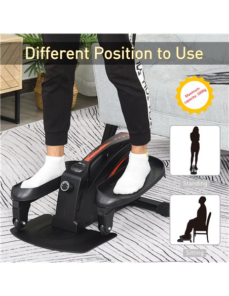 HOMCOM Mini Manual Elliptical Bike Under Desk Bike w/ LCD Monitor Anti-Slip Pedals Adjustable Resistance Home Office Compact Exe - pic 86794 | FastDaddyshop