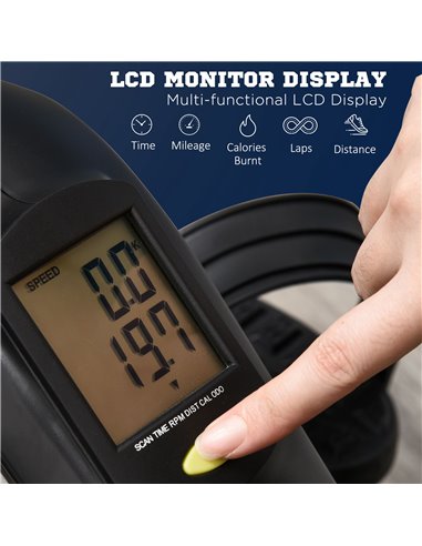 HOMCOM Mini Exercise Bike Under Desk Bike 8 Levels Magnetic Resistance Stationary Bike Leg Fitness w/ LCD Display A90-227