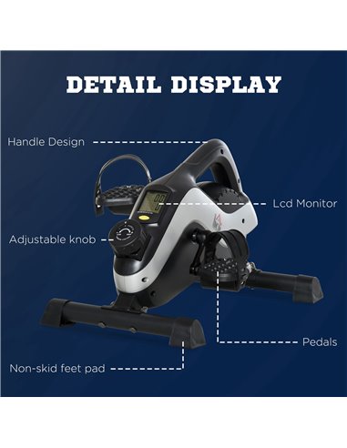 HOMCOM Mini Exercise Bike Under Desk Bike 8 Levels Magnetic Resistance Stationary Bike Leg Fitness w/ LCD Display A90-227