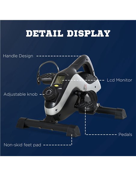 HOMCOM Mini Exercise Bike Under Desk Bike 8 Levels Magnetic Resistance Stationary Bike Leg Fitness w/ LCD Display A90-227 - pic 86830 | FastDaddyshop