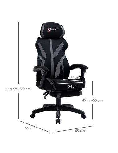 Vinsetto Mesh Office Chair Desk Task Computer Recliner with Footrest, Lumbar Back Support, Swivel Wheels, Adjustable Height for 