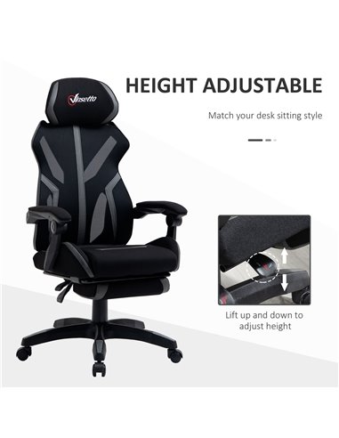 Vinsetto Mesh Office Chair Desk Task Computer Recliner with Footrest, Lumbar Back Support, Swivel Wheels, Adjustable Height for 