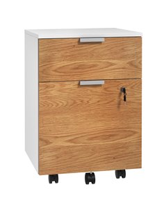 HOMCOM 2 Drawer Filing Cabinet w/ Lock & Wheels, Mobile File Cabinet w/ Adjustable Hanging Bars for A4 & Letter, Under Desk Offi