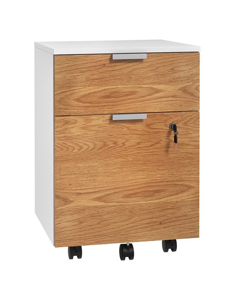 HOMCOM 2 Drawer Filing Cabinet w/ Lock & Wheels, Mobile File Cabinet w/ Adjustable Hanging Bars for A4 & Letter, Under Desk Offi - pic 86897 | FastDaddyshop