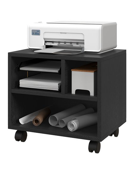 HOMCOM 2-Tier Printer Stand with Storage, Under Desk Printer Cart on Wheels with 3 Compartments, Desktop Printer Table for Offic - pic 86906 | FastDaddyshop