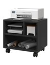 HOMCOM 2-Tier Printer Stand with Storage, Under Desk Printer Cart on Wheels with 3 Compartments, Desktop Printer Table for Offic
