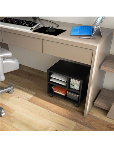 HOMCOM 2-Tier Printer Stand with Storage, Under Desk Printer Cart on Wheels with 3 Compartments, Desktop Printer Table for Offic