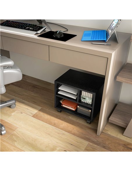 HOMCOM 2-Tier Printer Stand with Storage, Under Desk Printer Cart on Wheels with 3 Compartments, Desktop Printer Table for Offic - pic 86912 | FastDaddyshop