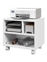 HOMCOM 2-Tier Printer Stand w/ Storage, Under Desk Printer Cart on Wheels w/ 3 Compartments, Desktop Printer Table for Home Offi