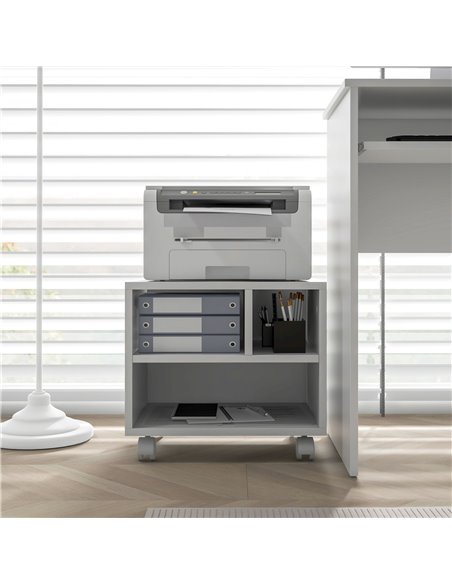 HOMCOM 2-Tier Printer Stand w/ Storage, Under Desk Printer Cart on Wheels w/ 3 Compartments, Desktop Printer Table for Home Offi - pic 86916 | FastDaddyshop