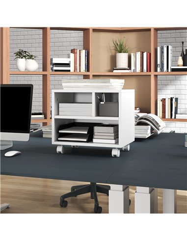 HOMCOM 2-Tier Printer Stand w/ Storage, Under Desk Printer Cart on Wheels w/ 3 Compartments, Desktop Printer Table for Home Offi