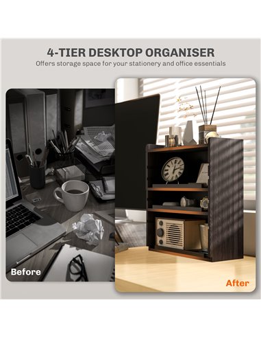 HOMCOM Four-Tier Desktop Organiser - Dark Brown 922-005V80DR