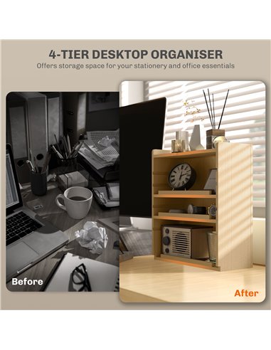 HOMCOM Four-Tier Desktop Organiser - Oak Tone 922-005V80ND