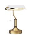 HOMCOM Banker's Desk Lamp with Antique Bronze Tone Base, Table Lamp with White Glass Shade for Home Office, White B31-288V70WT