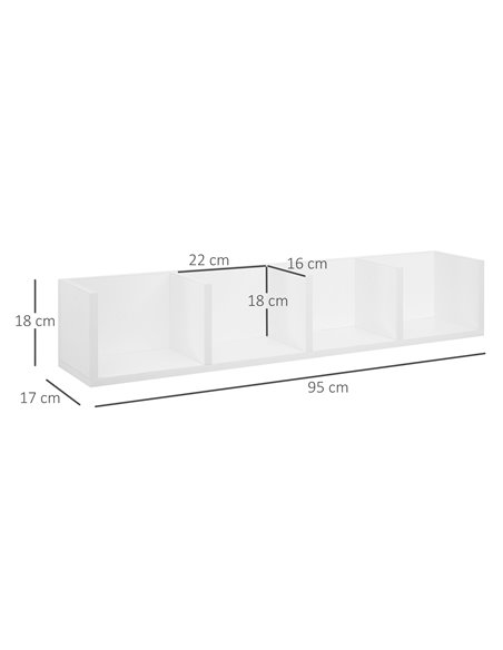 HOMCOM Wall Mount 84 CD / 56 DVD/Blu-ray/ Media Storage Rack 4 Cubes Wooden Shelf Organizer Unit Bookcase Display (White) 833-13 - pic 86998 | FastDaddyshop