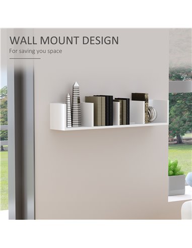 HOMCOM Wall Mount 84 CD / 56 DVD/Blu-ray/ Media Storage Rack 4 Cubes Wooden Shelf Organizer Unit Bookcase Display (White) 833-13