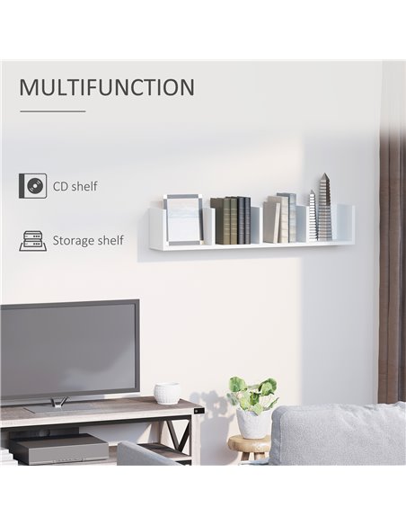 HOMCOM Wall Mount 84 CD / 56 DVD/Blu-ray/ Media Storage Rack 4 Cubes Wooden Shelf Organizer Unit Bookcase Display (White) 833-13 - pic 87000 | FastDaddyshop