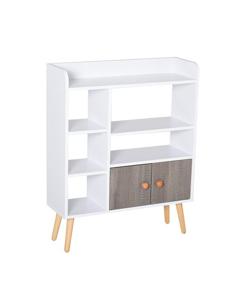 HOMCOM Modern Bookcase: Stylish Wood-Legged Display Unit for Home Office, Crisp White 836-177GY - pic 87023 | FastDaddyshop