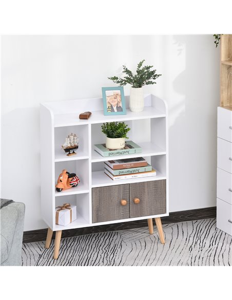 HOMCOM Modern Bookcase: Stylish Wood-Legged Display Unit for Home Office, Crisp White 836-177GY - pic 87024 | FastDaddyshop