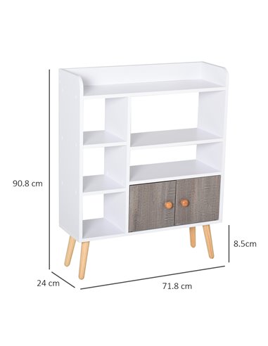 HOMCOM Modern Bookcase: Stylish Wood-Legged Display Unit for Home Office, Crisp White 836-177GY