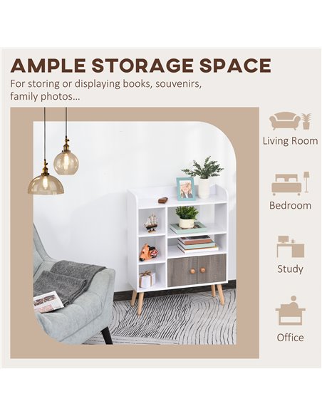 HOMCOM Modern Bookcase: Stylish Wood-Legged Display Unit for Home Office, Crisp White 836-177GY - pic 87026 | FastDaddyshop