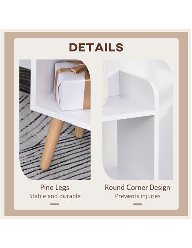 HOMCOM Modern Bookcase: Stylish Wood-Legged Display Unit for Home Office, Crisp White 836-177GY
