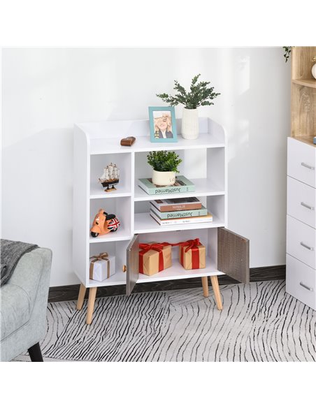HOMCOM Modern Bookcase: Stylish Wood-Legged Display Unit for Home Office, Crisp White 836-177GY - pic 87028 | FastDaddyshop