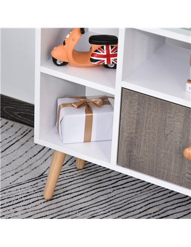 HOMCOM Modern Bookcase: Stylish Wood-Legged Display Unit for Home Office, Crisp White 836-177GY