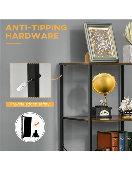 HOMCOM Industrial-Style Bookshelf, Tall Bookcase w/ 2 Open Shelves & 3 Foldable Fabric Drawers, Multifunctional Storage Unit, Ru - pic 87083 | FastDaddyshop