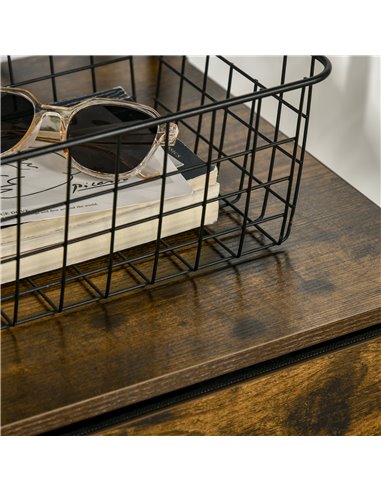 HOMCOM Industrial-Style Bookshelf, Tall Bookcase w/ 2 Open Shelves & 3 Foldable Fabric Drawers, Multifunctional Storage Unit, Ru