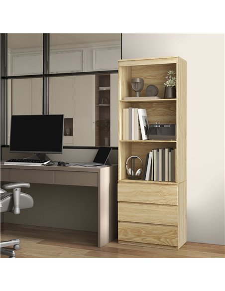 HOMCOM 180cm Tall Bookcase w/ Storage, Free Standing Bookshelf w/ 3 Shelves & 3 Drawers, Display Cabinet for Living Room, Home,  - pic 87118 | FastDaddyshop