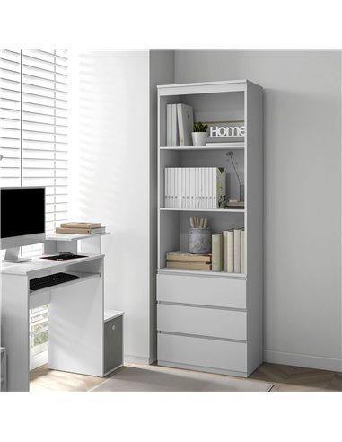 HOMCOM 180cm Tall Bookcase, with Shelves and Drawers - White 836-564V00WT