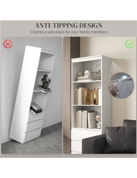 HOMCOM 180cm Tall Bookcase, with Shelves and Drawers - White 836-564V00WT - pic 87126 | FastDaddyshop