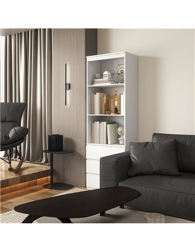 HOMCOM 180cm Tall Bookcase, with Shelves and Drawers - White 836-564V00WT