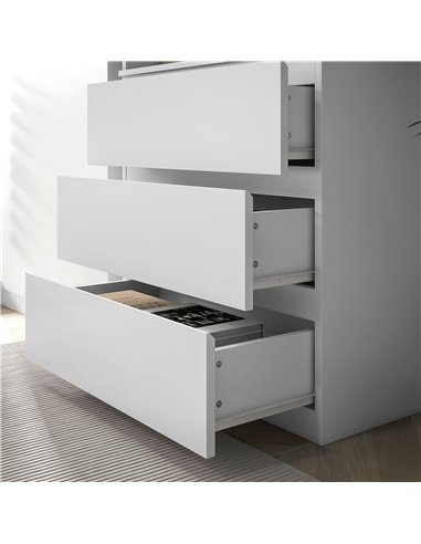 HOMCOM 180cm Tall Bookcase, with Shelves and Drawers - White 836-564V00WT