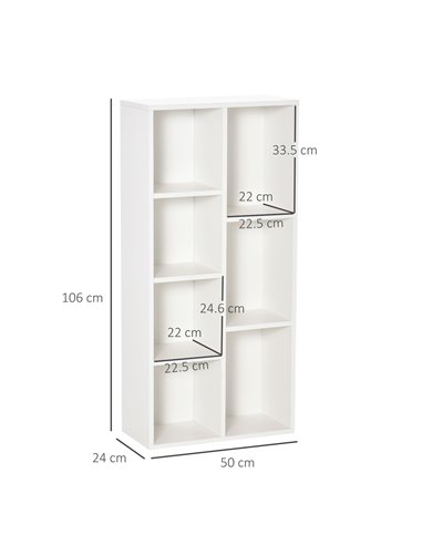 HOMCOM Seven-Cube Bookcase - White Wood Effect 836-367WT