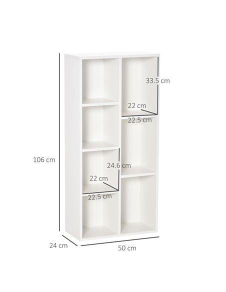 HOMCOM Seven-Cube Bookcase - White Wood Effect 836-367WT - pic 87133 | FastDaddyshop