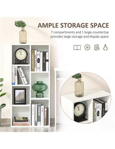 HOMCOM Seven-Cube Bookcase - White Wood Effect 836-367WT