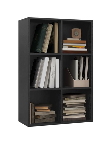 HOMCOM Six-Cube Bookcase - Black Wood Effect 836-369V80BK - pic 87140 | FastDaddyshop