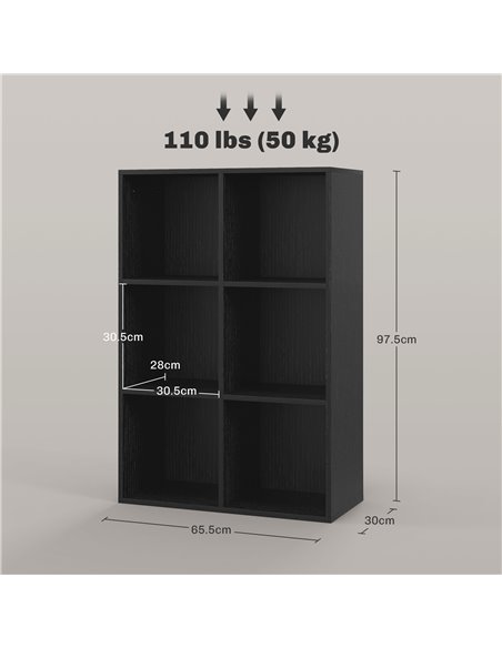 HOMCOM Six-Cube Bookcase - Black Wood Effect 836-369V80BK - pic 87142 | FastDaddyshop
