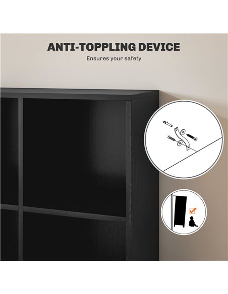 HOMCOM Six-Cube Bookcase - Black Wood Effect 836-369V80BK - pic 87143 | FastDaddyshop